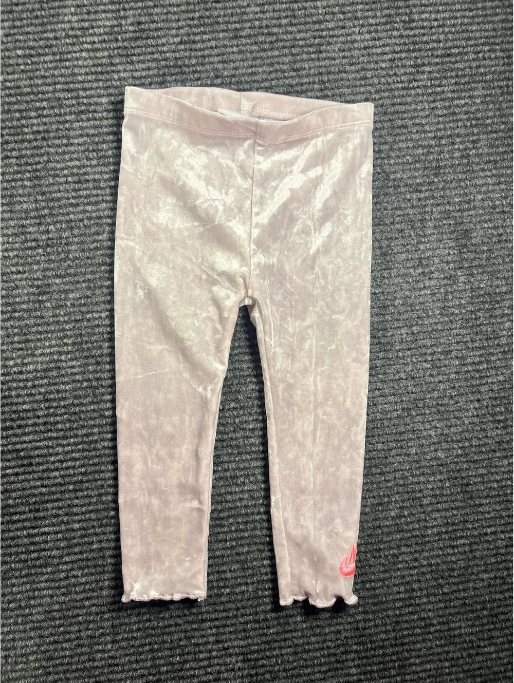 Nike Baby Girls' Pink Crushed Velour Leggings and Grey Sweatshirt Set - 18M